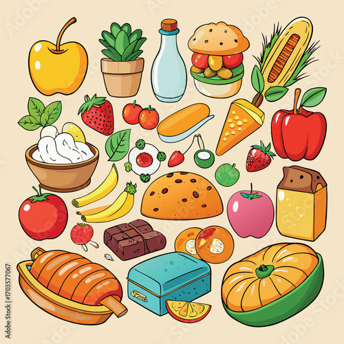  Food vector, Food design, Food concept, Food post, Food cartoon, Food icon, Food template, Food art, Food topics, Food doodle