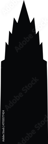 A striking black silhouette captures the iconic spire of a skyscraper, , symbolizing ambition, progress, and the architectural marvel of urban landscapes