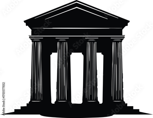 Classic greek temple with stairs ancient architecture with columns and pediment, representing history, culture, and heritage a symbol of civilization