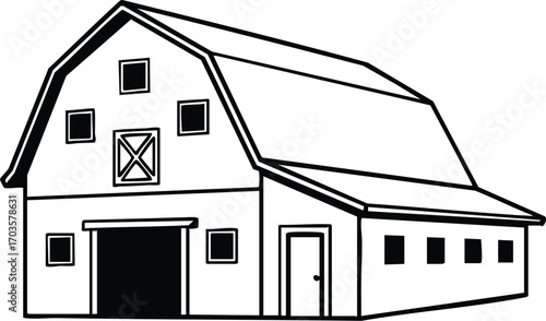 Illustration of a barn the barn is a simple, rustic structure, perfect for agricultural design and rural scenes it is a classic symbol of the american countryside
