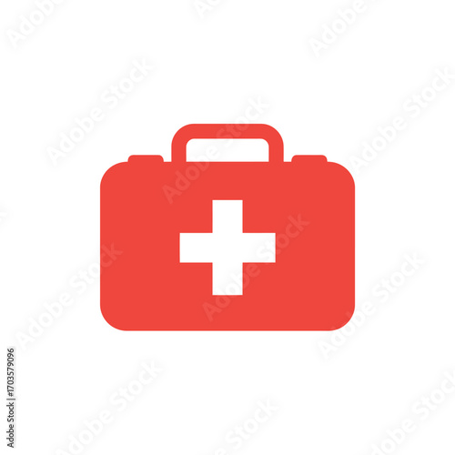 A medical first aid kit with a red cross icon symbolizes emergency health care