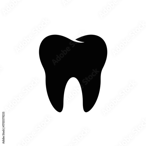 Tooth icon isolated on white background representing dental health and care