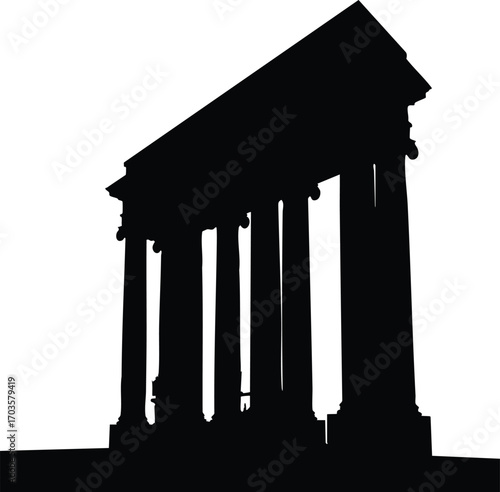 Silhouette of an ancient greek temple, showcasing its iconic columns and pediment, evoking a sense of history, architecture, and cultural heritage