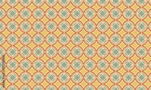 Retro Mid-Century Modern Pattern with Geometric Circles and Octagons