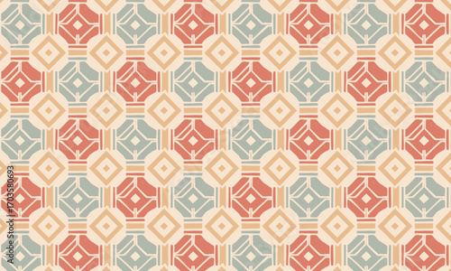 Geometric Tribal Ikat Pattern with Retro 70s Style