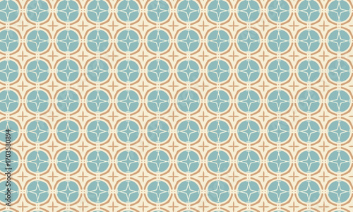 Retro Mid-Century Modern Pattern with Geometric Circles and Stars