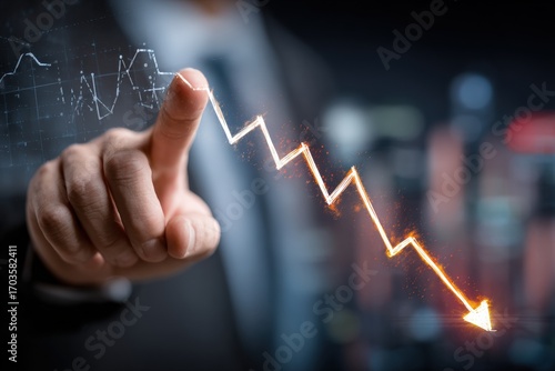 Wallpaper Mural Businessman pointing at a declining graph Torontodigital.ca