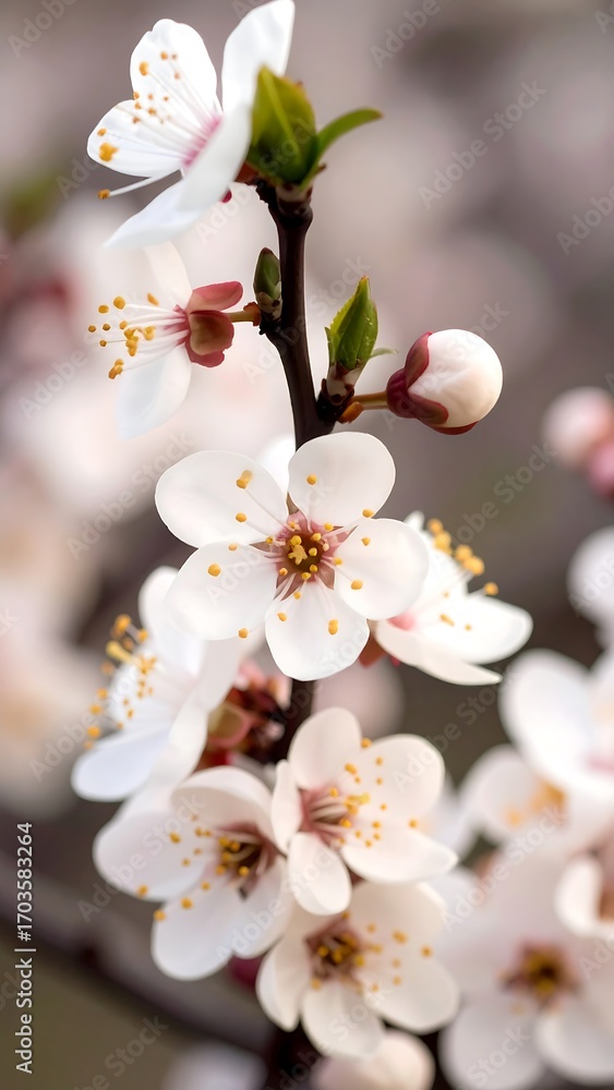 Obraz premium Close-up of delicate white blossoms