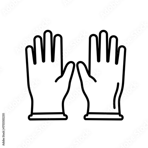 Two gloves are displayed side-by-side, palms facing forward, in a simple, clean line drawing.