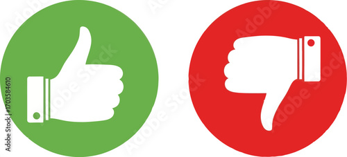 Thumbs Up and Thumbs Down Icons - Approval and Disapproval Concept.
