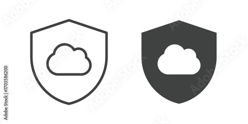 Cloud secrutiy icon. Line and glyph solid icon. Editable stroke and Perfect pixel isolated on white background. Vector illustration