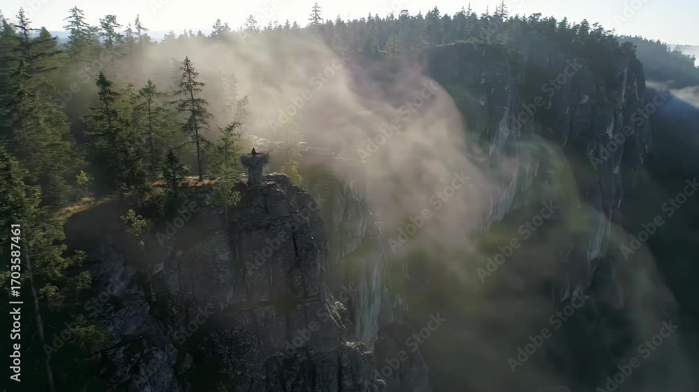 custom made wallpaper toronto digitalScenic view of foggy mountain landscape with cliffs and forest