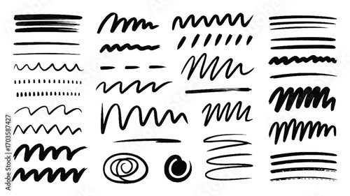Hand Drawn Black Ink Brush Strokes and Scribbles Collection doodle