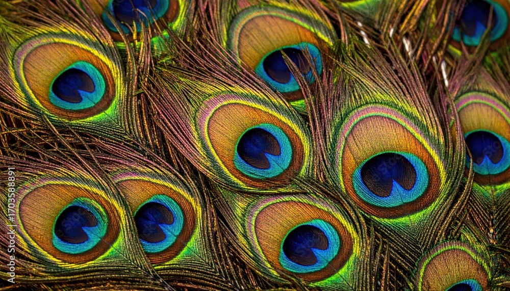 Fototapeta premium Peacock feather texture closeup