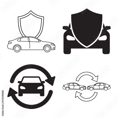 Car Insurance Protection Line Icon