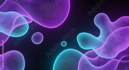 Abstract background with metaball or organic drop in neon colors futuristic wallpaper design with liquid shape and fluid form