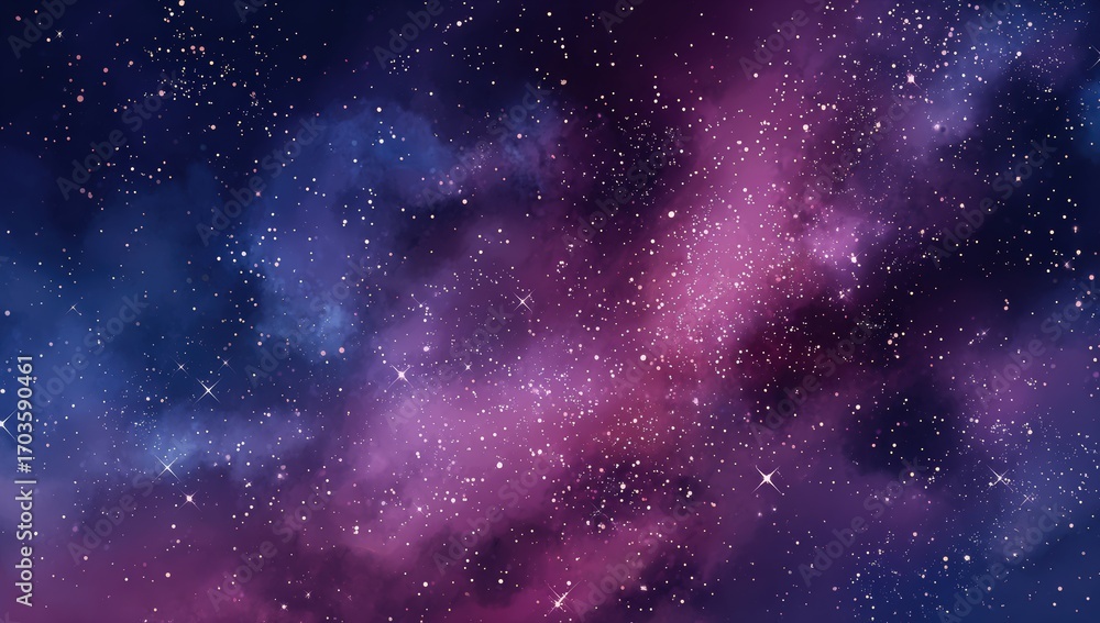 Naklejka premium A vibrant night sky filled with nebulae and stars