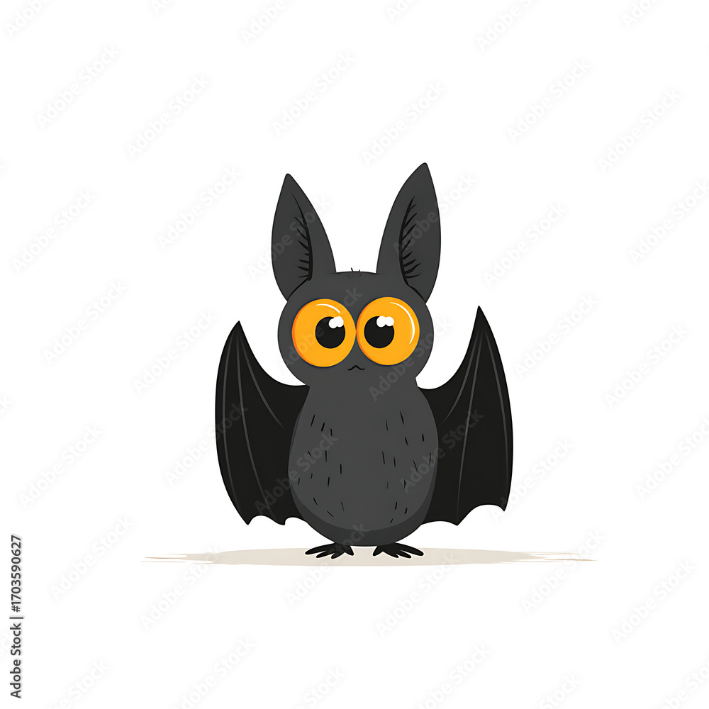 Fototapeta premium Cute cartoon bat with big eyes on white background