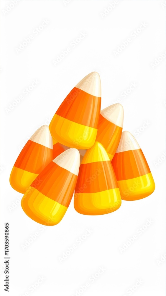 Fototapeta premium Pile of Classic Halloween Candy Corn Treats in Orange Yellow and White