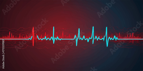 An EKG monitor displays a healthy, green heartbeat graphic with a red heart illustration at its peak