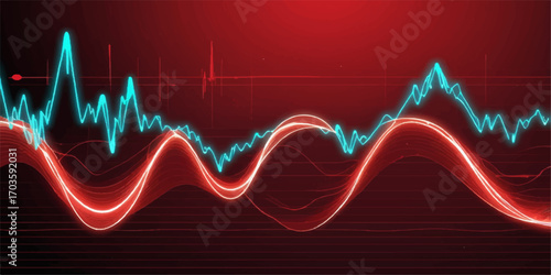 Red heart beat on a black background, with a green electrocardiogram wave illustrating a healthy pulse