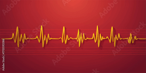 Red heart beat cardiogram on an ECG monitor, a vector illustration of a medical health pulse wave