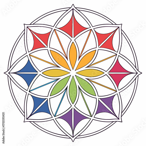Vector art of rainbow flower mandala mandala is a geometric configuration of symbols in various spiritual traditions, mandalas may be employed for focusing attention