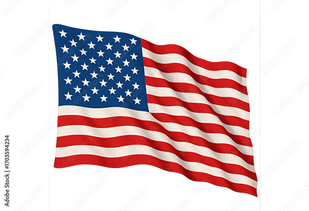 Obraz premium Waving american flag isolated on transparent background