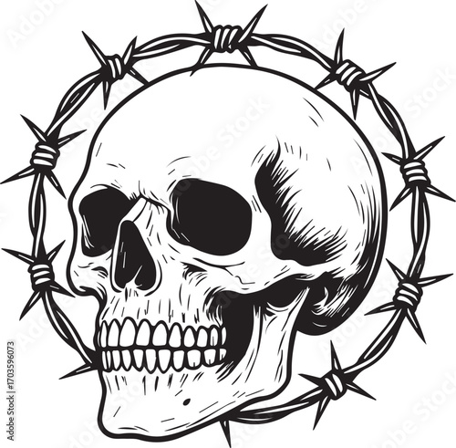 tattoo design of skull with crown of thorns