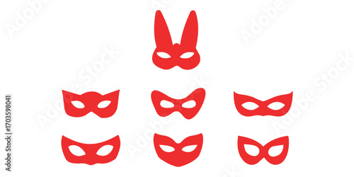 Vector illustration of various black silhouette masks for a masquerade ball or costume party adding an air of mystery and intrigue to any festive occasion 