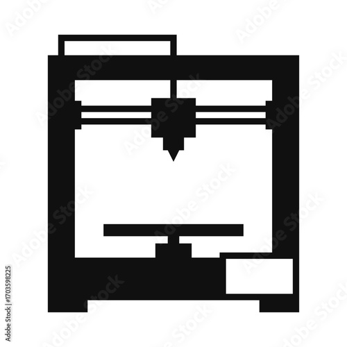 3D Printer Machine Black White Icon