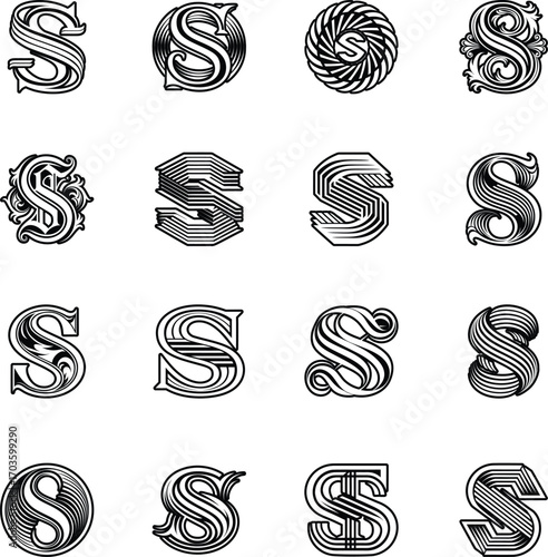 Collection of Glyph Style S Logo Art 

