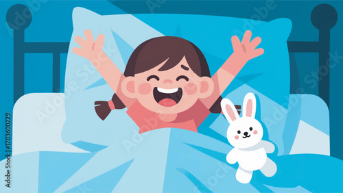 illustration of a small child waking up vector design template
