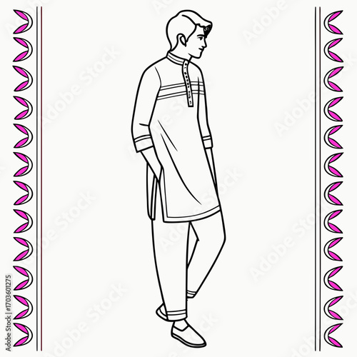 Illustration of a man in traditional attire