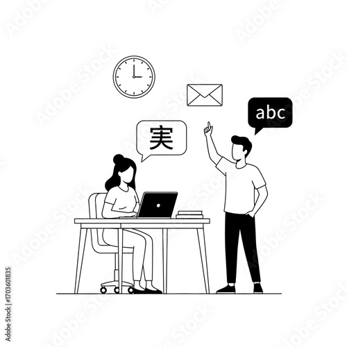 People learning languages, communication, and education