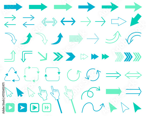 カラフル矢印アイコンセット　緑
Colorful arrow icon set green