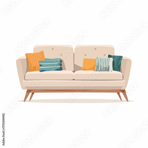 Modernes, gemütliches Sofa in neutralen Farben