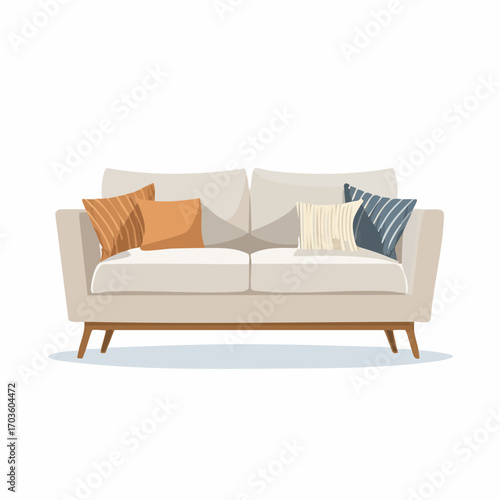 Modernes, gemütliches Sofa in neutralen Farben
