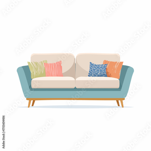 Modernes, gemütliches Sofa in neutralen Farben