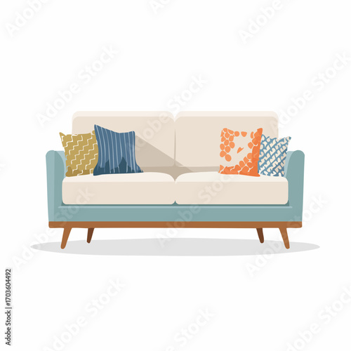 Modernes, gemütliches Sofa in neutralen Farben