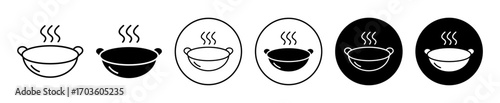 Steaming Pot Icons in Various Styles Isolated on White Background