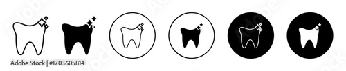 Clean Tooth Icon Variations Isolated on White Background