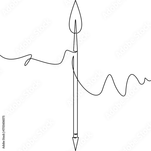 one line art Javelin Spear vector illustration. line art, one continuous line, simple, hand drawn and sketch style. for icons, symbols, signs or logos. PNG