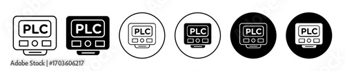 PLC Icon Set in Various Styles Isolated on White Background