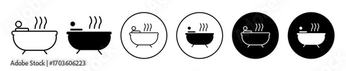 Hot Tub Icons in Various Styles Isolated on White Background