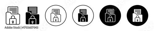 Locked Folder Icon Variations Isolated on White Background