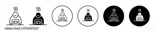 Low Battery Person Icon in Various Styles with White Background