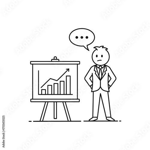 Businessman presenting a growing bar chart on a whiteboard
