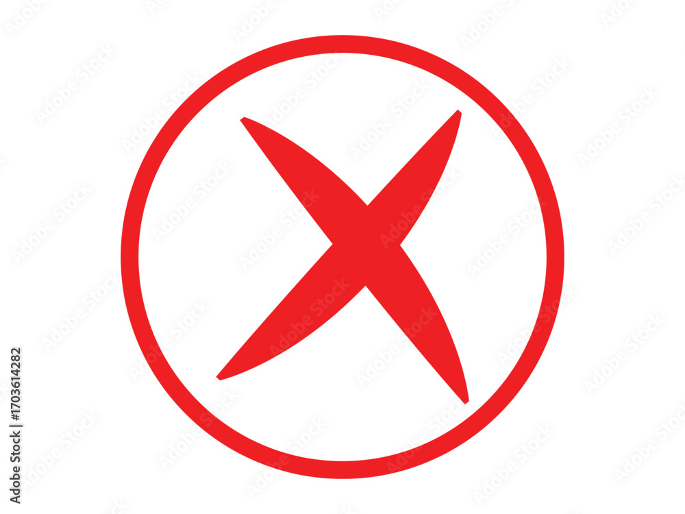 Fototapeta premium Red X in a Circle Wrong Error Cancel No Close Graphic