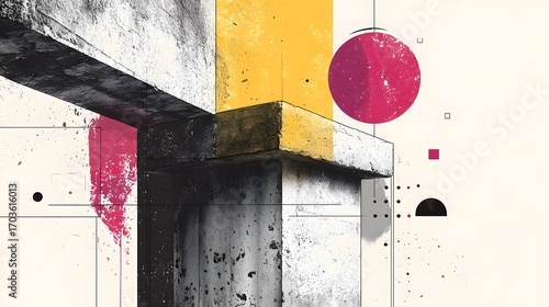 Artistic Vector Illustration Depicting a Cornerstone Embedded at the Foundation of an Aged Wall with a Dynamic Blend of Classic and Minimalist Elements